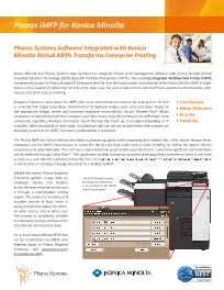 KM, Pharos, IMFP, Brochure, Konica-Minolta, Berks Copy Tech