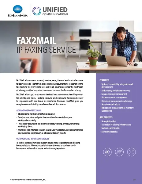 Unified Communications, FAX2MAIL, IP Faxing, Service, Konica Minolta, Berks Copy Tech