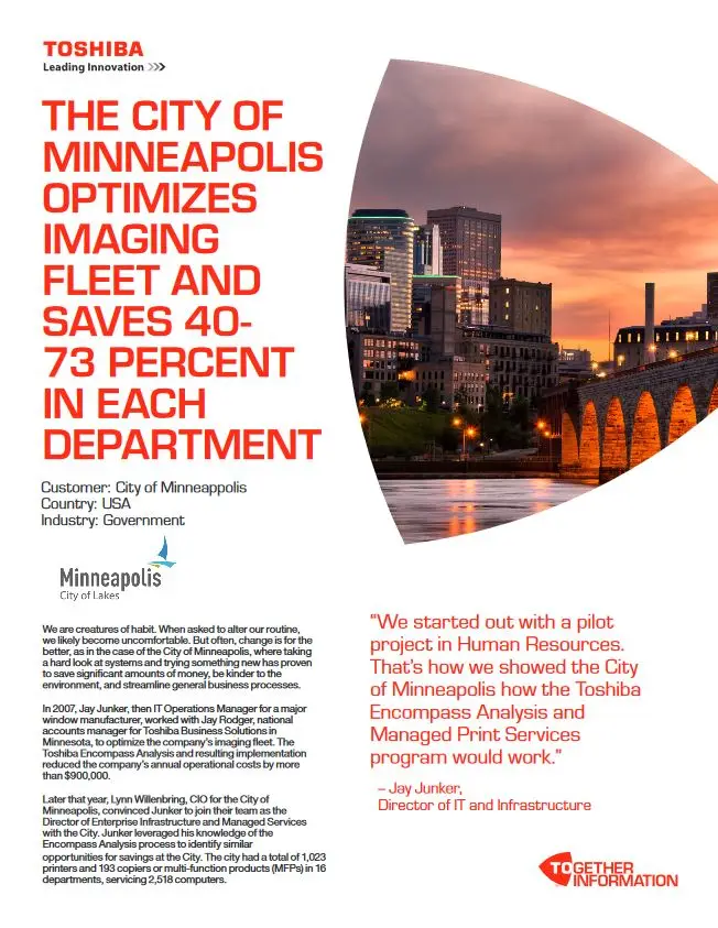 City Of Minneapolis, Case Study, MPS, MDS, Toshiba, Berks Copy Tech