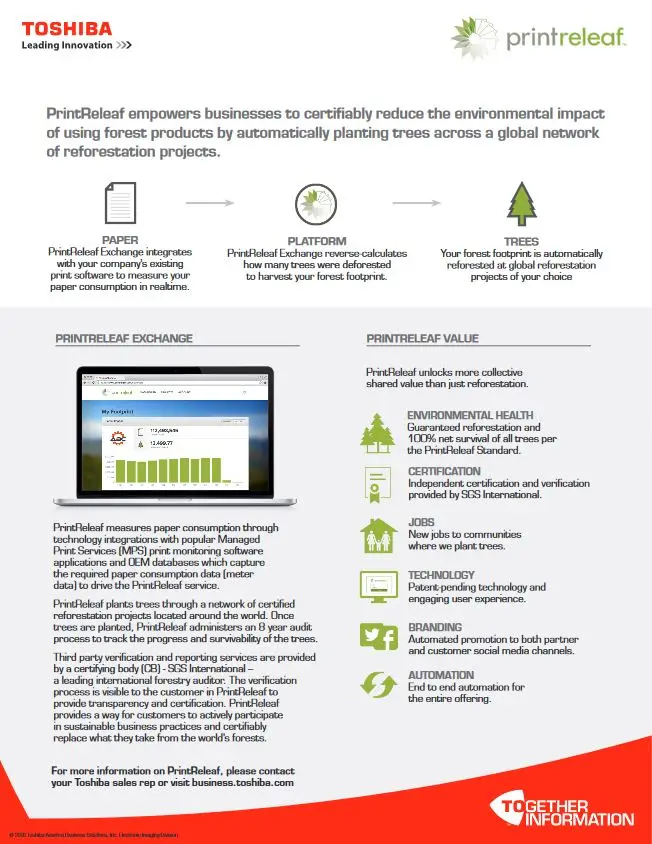 Print Releaf, Toshiba, Berks Copy Tech